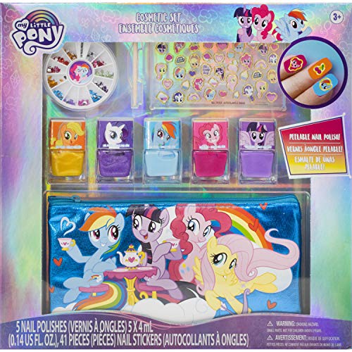 UPD My Little Pony Hasbro - Townley Girl Peel- Off Nail Polish Activity Set for Girls, Ages 3+ With 5 Nail Polish Colors, 240 Nail Gems and Bag, for Parties, Sleepovers and Makeovers