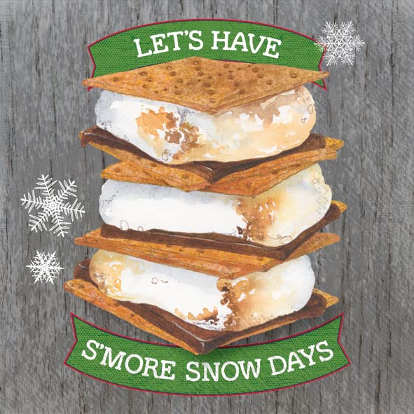IHR Ideal Home Range Cocktail Disposable 3-Ply Paper Beverage Napkins, 5" x 5", Snow Days