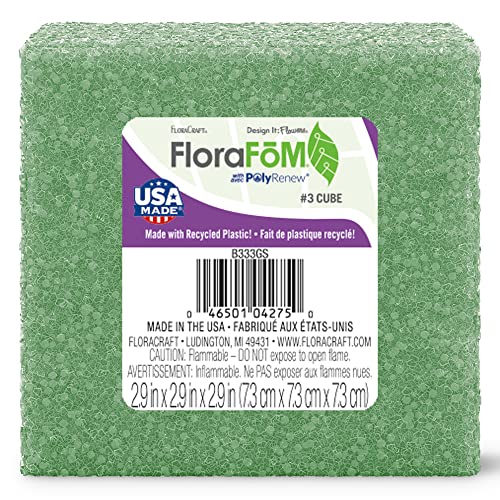 FloraCraft Styrofoam B333GS/6 Shrink Wrapped Cube, 3 by 3 by 3-Inch, Green
