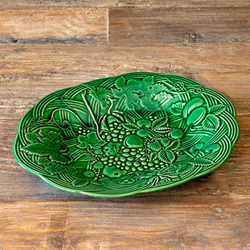 Park Hill Collection EAW90195 Green Glazed Fruited Platter, 14-inch Length, Ceramic