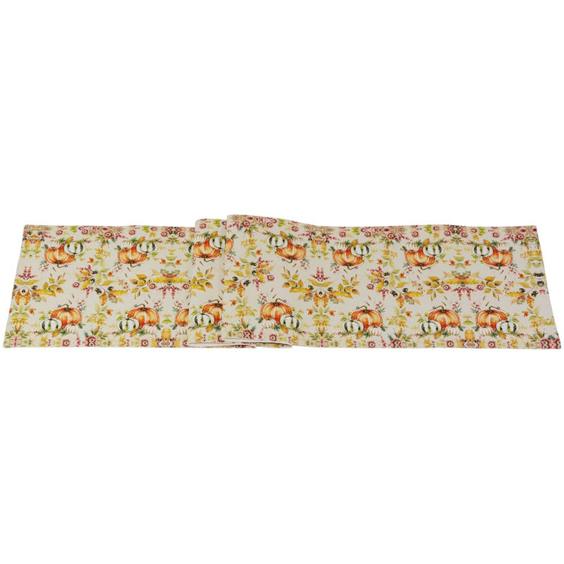 Boston International Cotton Fall Holiday Thanksgiving Table Runner, 72" x 13", Pumpkin Love