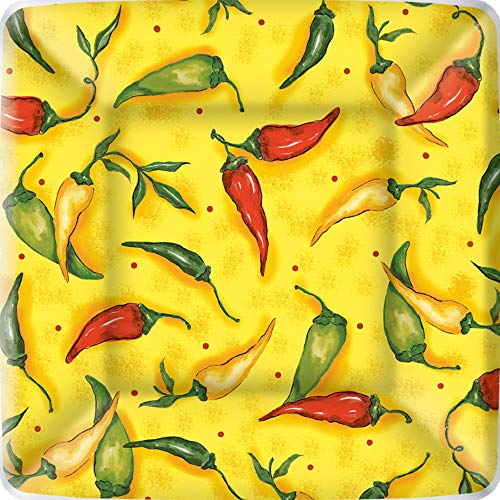 Boston International IHR Square Dessert Paper Plates, 7 x 7-Inches, Peppers