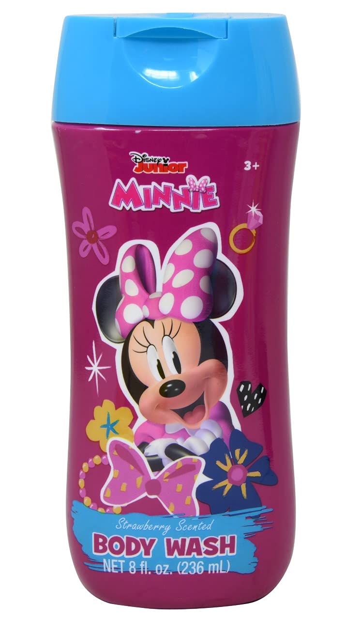 Centric Brands Inc. Minnie Kids Body Wash - Refreshing Childrens Bath Wash for Shower and Bath Time, Girls and Boys Soap and Body Wash - Disney Junior Strawberry Scented Cartoon Body Wash - 8 Fluid Oz