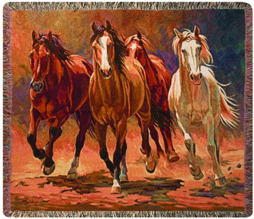 Manual Western D‚àö√Ö‚àö¬∫‚àö¬∞cor Collection 50 x 60-Inch Tapestry Throw, Hoofbeats and Heartbeats by Nancy Davidson