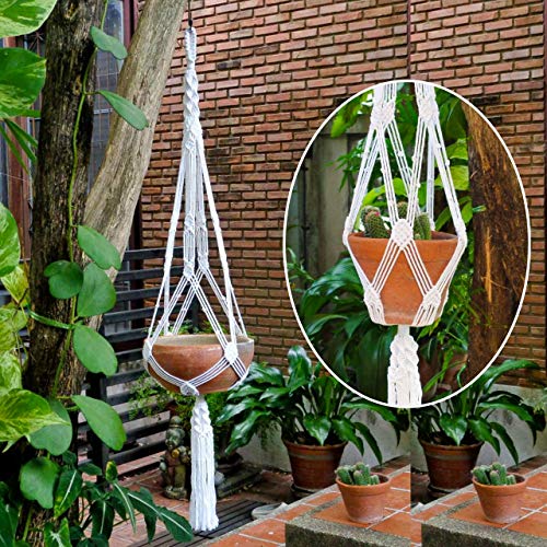 ecofynd Macrame Indoor Plant Hanger [Without Pot] | Cotton Rope Flower Pot Holder for Indoor Outdoor Balcony Garden Wall | Home D‚àö¬©cor Basket Hanger, Set of 1 (M23)