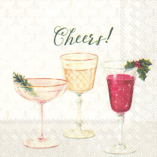 Boston International IHR 3-Ply Paper Napkins, 20-Count Cocktail Size, Cheers