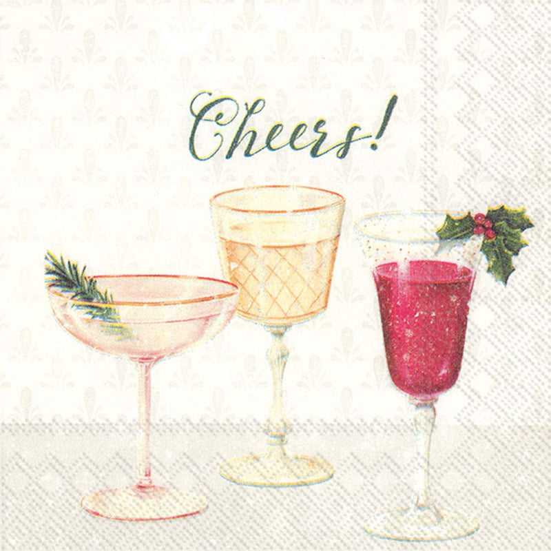 Boston International IHR 3-Ply Paper Napkins, 20-Count Cocktail Size, Cheers