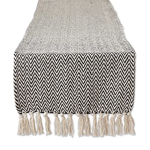 DII Design Woven Basic Tabletop Collection, Chevron Table Runner, 15x72, Black