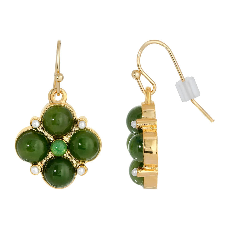 1928 Jewelry Gemstone Green Drop Earrings