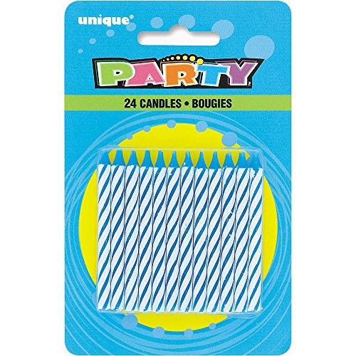 Unique Industries Striped Blue Birthday Candles, 24ct
