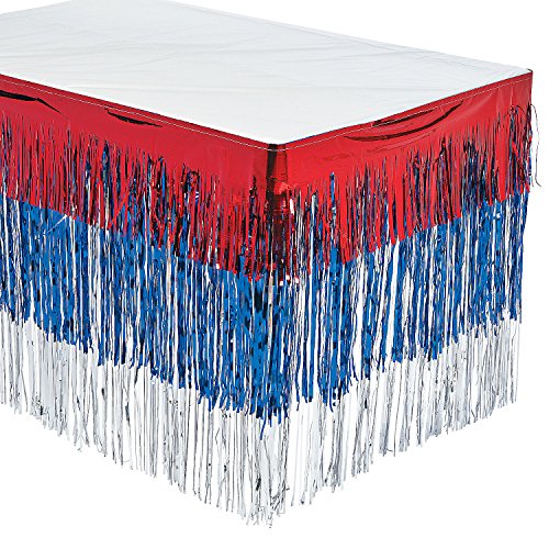 Fun Express PATRIOTIC FRINGE TABLESKIRT - Party Supplies - 1 Piece