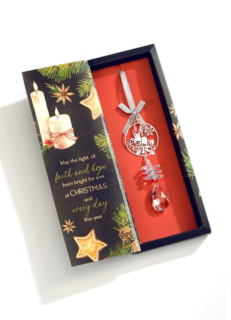 Giftcraft Candle Ornament with Gift Box, 9.25 inches, Metal, Christmas, Home Décor, Holiday Tradition