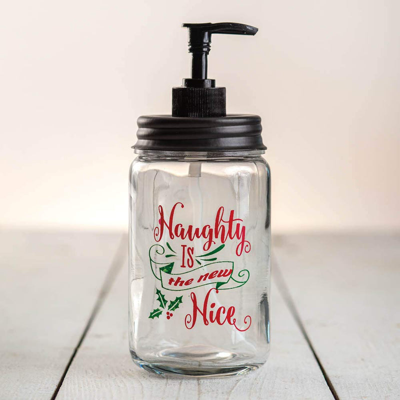 CTW 370374 Naughty is The New Nice Soap Dispenser, 8-inch Height, Clear, Glass