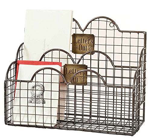 CTW Colonial Tin Works Industrial Galvanized Steel Wire Letter / File Desk Organizer Holder Office Storage, Gray