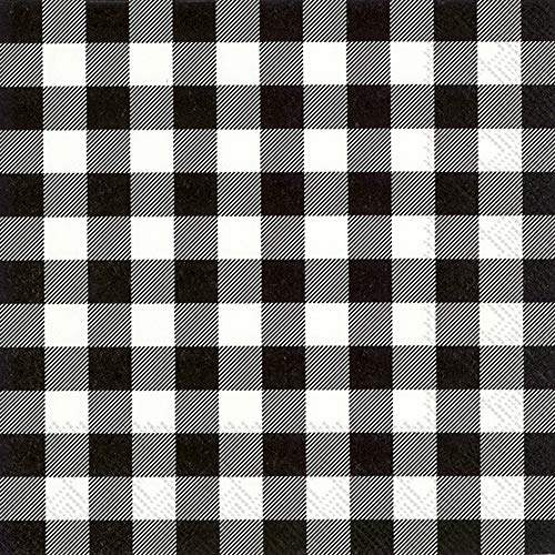 Boston International IHR 20-Count Luncheon 3-Ply Paper Napkins, 6.5 x 6.5-Inches, Buffalo Check Black