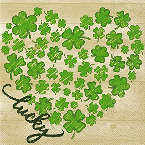 Boston International IHR 3-Ply Paper Napkins, 20-Count Lunch Size, Lucky Heart