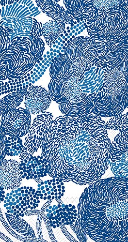 Boston International IHR Marimekko 16-Count Guest/Dinner 3-Ply Paper Napkins, 8.5 x 4.5-Inches, Mynsteri Cream Blue