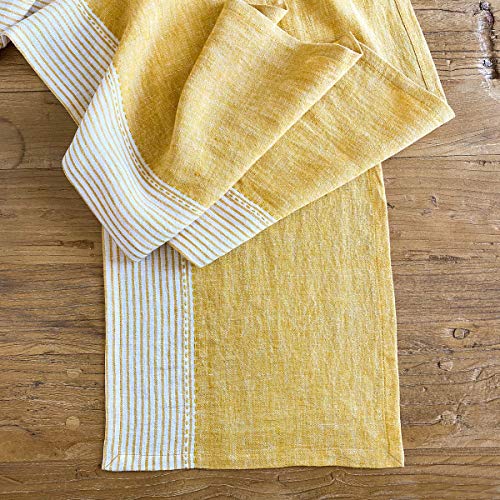 Park Hill Collection EAW06031 Linen Kitchen Table Runner, 72-inch Length (Yellow)