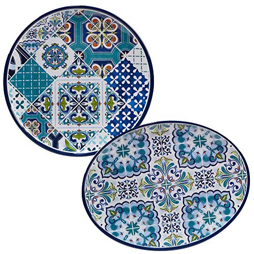 Certified International Mosaic 2 pc Melamine Platter Serving Set, Multicolor