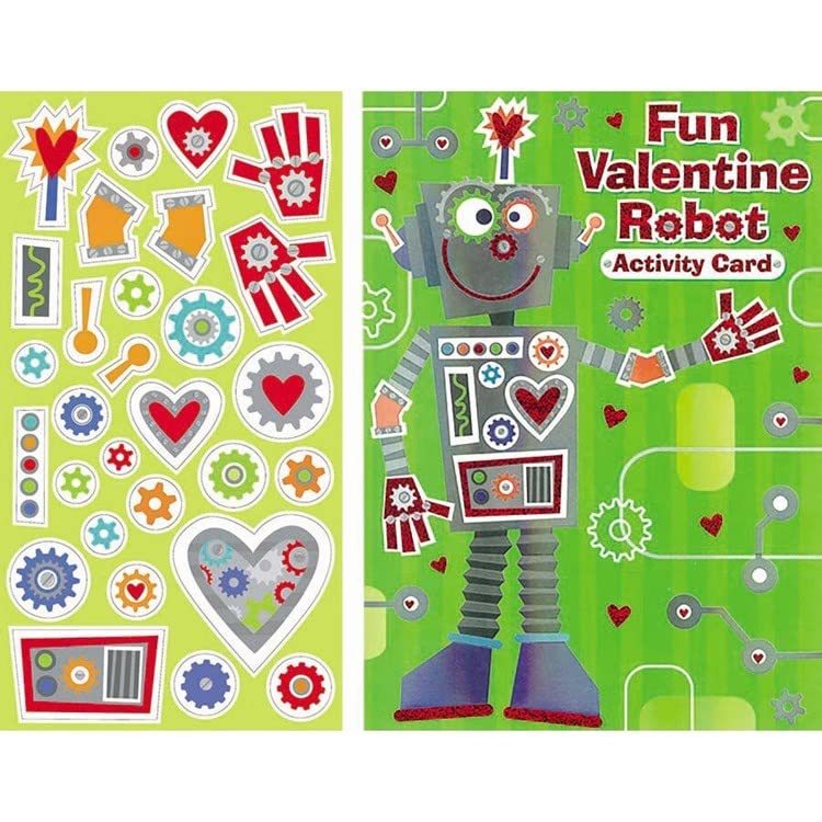 Design Design 100-79051 Robots Activity Valentines Greeting Card