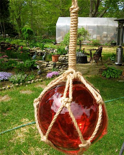 Moby Dick Specialties Ruby Red Blown Glass Float W/rope 12" Diameter NEW