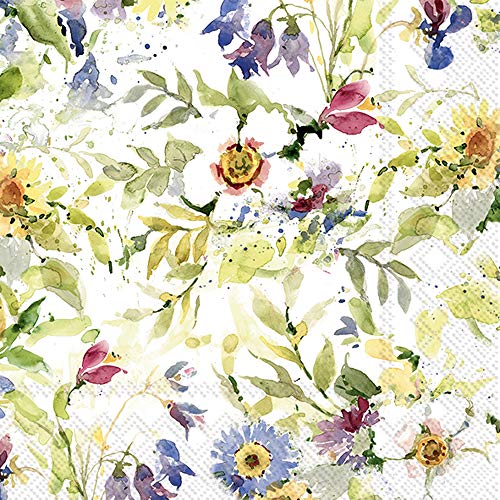 Boston International IHR 3-Ply Paper Lunch Napkins, 6.5 x 6.5-Inches, Packed Flowers