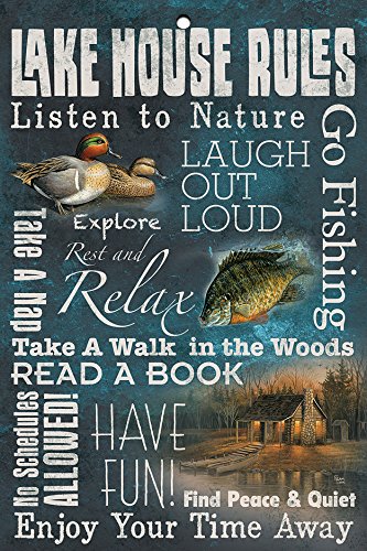 Wild Wings(WI) Lake House Rules 8" x 12" Wood Sign by Sam Timm
