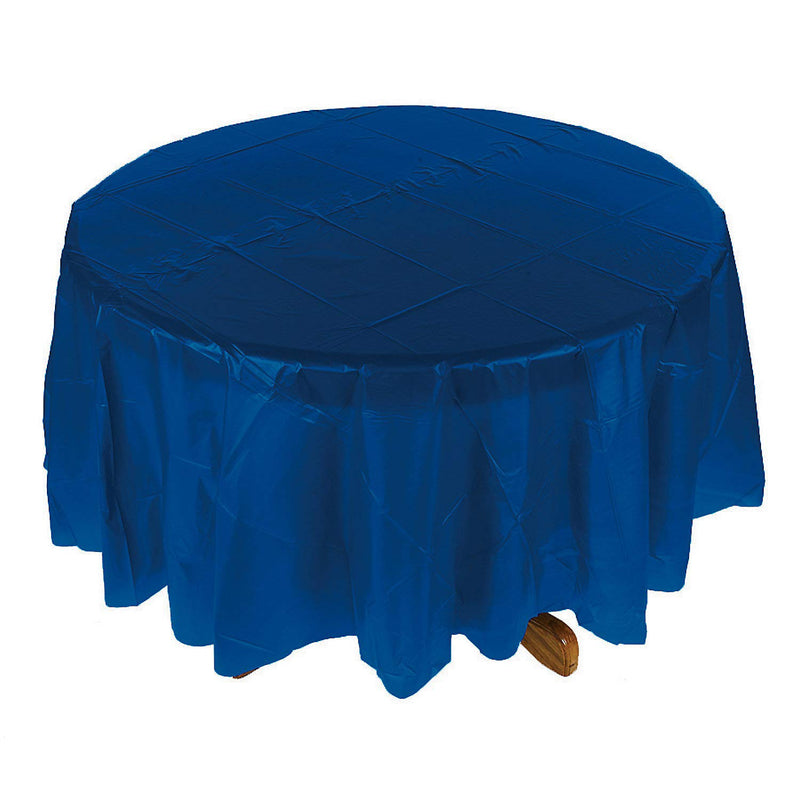 Fun Express Navy Blue Round Plastic Tablecover (82") - Party Supplies - 1 Piece