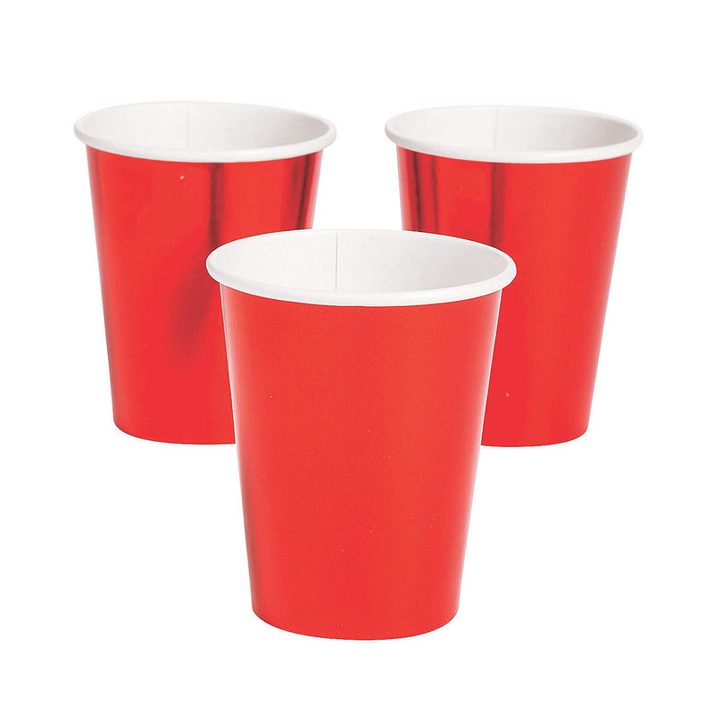 Fun Express RED METALLIC 9 OZ PAPER CUP - Party Supplies - 24 Pieces