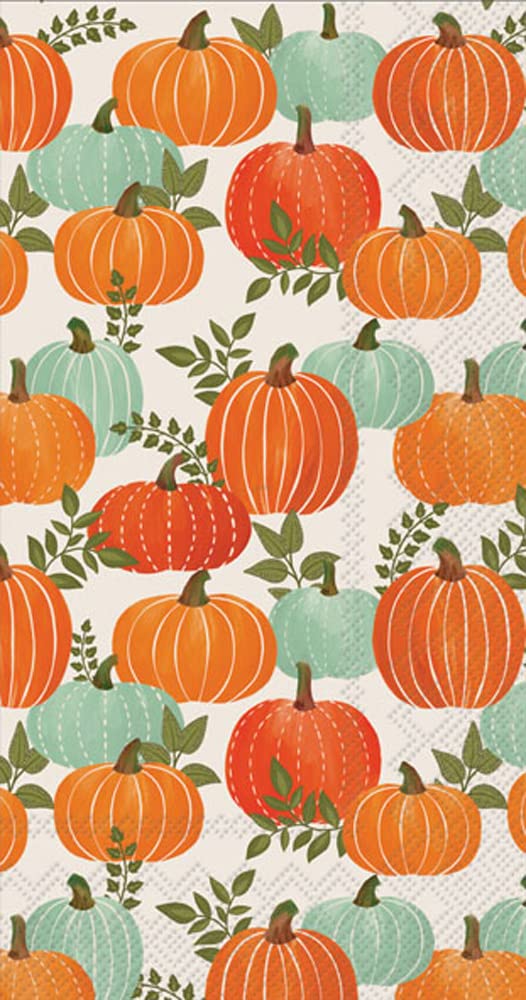 IHR Ideal Home Range Dinner Napkins Disposable 3-Ply Paper Guest Towels Buffet Napkins, 8.5" x 4.5", U Pick Pumpkins, 16 Count