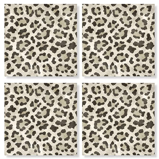 Carson Home Leopard Pattern House Coaster, 4-inch Square, Set of 4