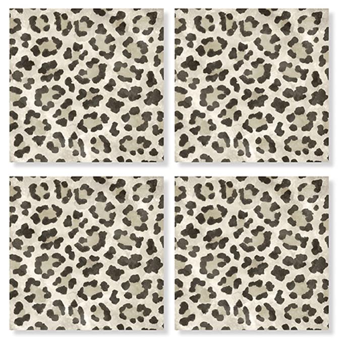 Carson Home Leopard Pattern House Coaster, 4-inch Square, Set of 4