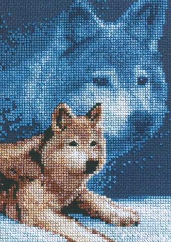 Design Works Crafts Janlynn Forever Wild Wolf Mini Counted Cross Stitch Kit-5"X7" 14 Count