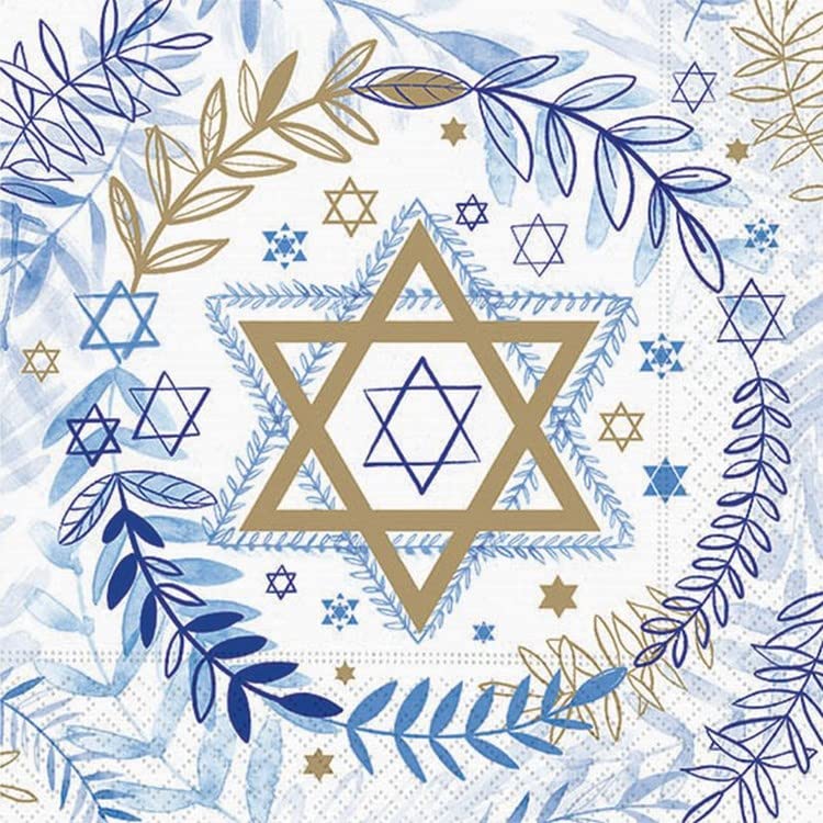 Design Design Judaic Stars and Leaves Luncheon Napkin