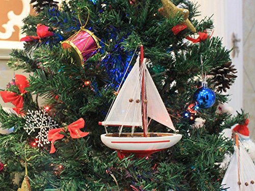 Hampton Nautical Wooden Ranger Model Sailboat Christmas Ornament 9" - Xmas Decor - Model Boat