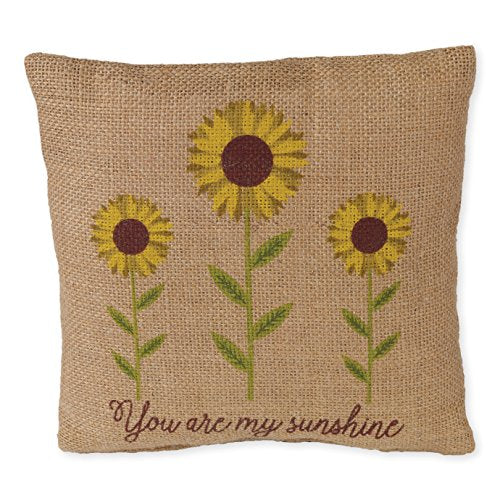 The Country House Collection Small Burlap Pillow (8" x 8") (Sunshine/Flower)