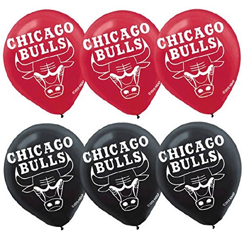 Amscan "Chicago Bulls NBA Collection" Printed Latex Balloons, Party Decoration, 12", 6 Ct.