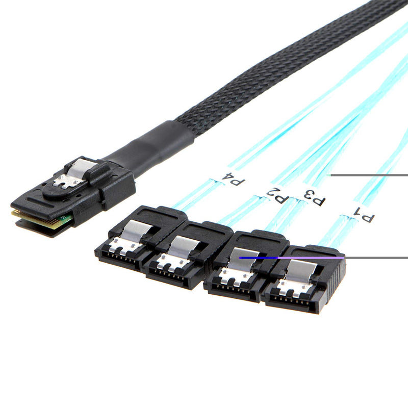 CableCreation Mini SAS 36Pin (SFF-8087) Male to 4 SATA 7Pin Female Cable, Mini SAS Host/Controller to 4 SATA Target/Backplane, 0.5M / 1.6FT