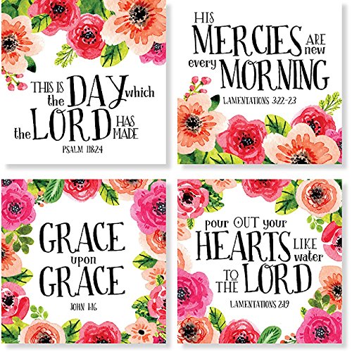 Carson Floral Religion Square House Coaster Set of 4