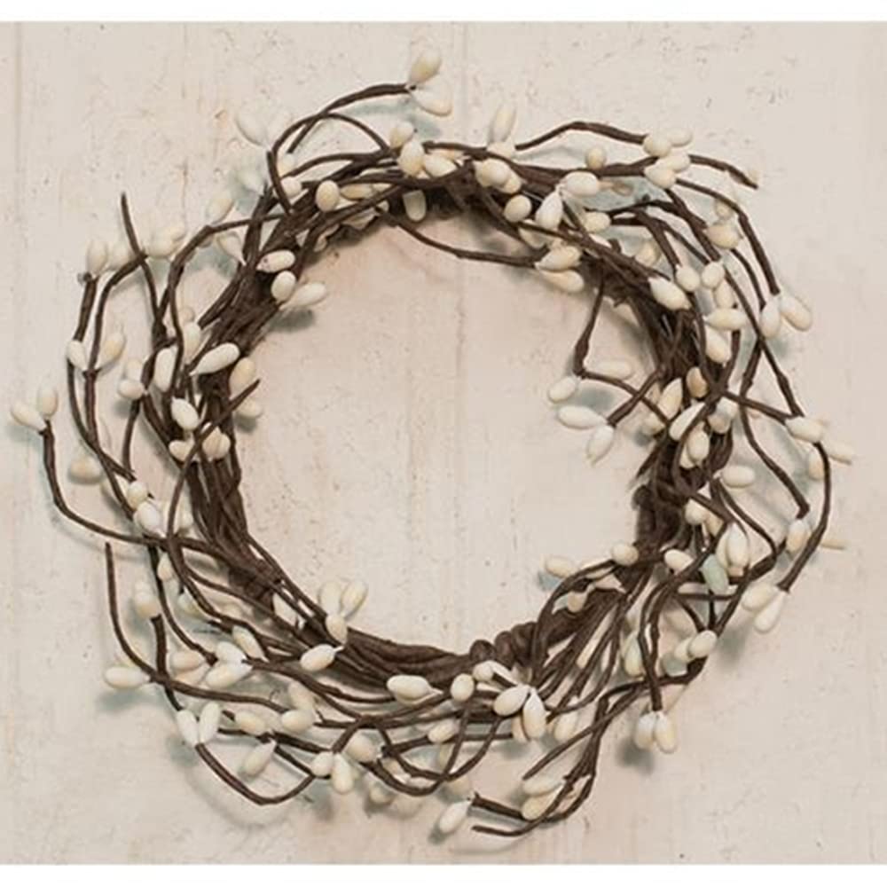 Ivory Pip Candle Ring | 6.5 inch with 3.5 inch Center | Ivory/Cream Pip Berry Spring Candle Ring Wreath | FISB13500I