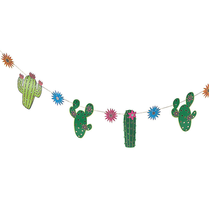 Fun Express - Fiesta Cactus Flower Garland for Cinco de Mayo - Party Decor - Hanging Decor - Garland - Cinco de Mayo - 1 Piece