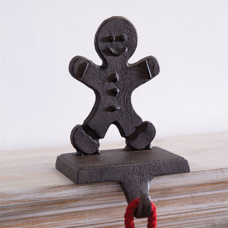 CTW Home Collection Cast Iron Gingerbread Christmas Stocking Holder, 8-inch Height, Holiday Season Decoration