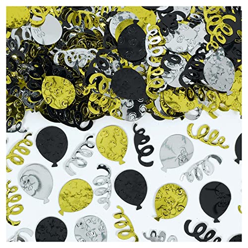 Amscan 369128 Party Balloons Black, Silver and Gold Confetti | 1 pack | Party Decor