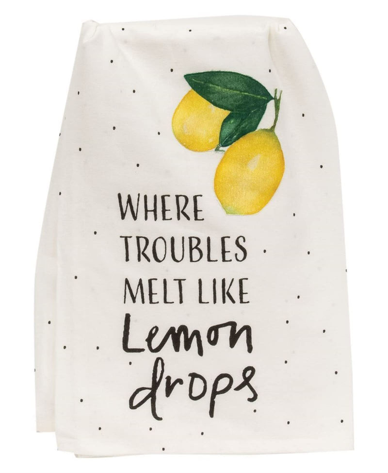The Hearthside Collection Col House Designs 54056 Cotton Flour Sack Towel, Where Troubles Melt Like Lemon Drops, 28 x 28 Inches