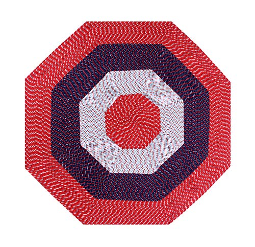 Better Trends Country Braid Collection is Durable and Stain Resistant Reversible Indoor Area Utility Rug 100% Polypropylene in Vibrant Colors, 48" Octagonal, Americana Stripe