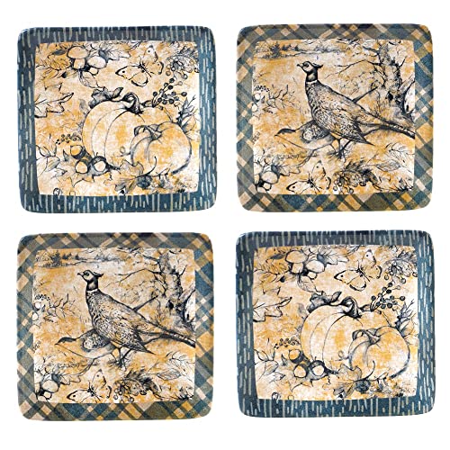 Certified International 12536 Harvest Gatherings Canape Plate, Set of 4, 6-inch Square