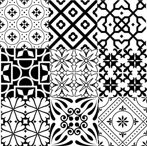 Mi Alma Black and White Tile Stickers Peel and Stick Tile Stickers 24 PC Set backsplash Tile Decals Bathroom & Kitchen Vinyl Wall Decals Just Peel Stick Home Decor (White B45, 4x4 Inch)