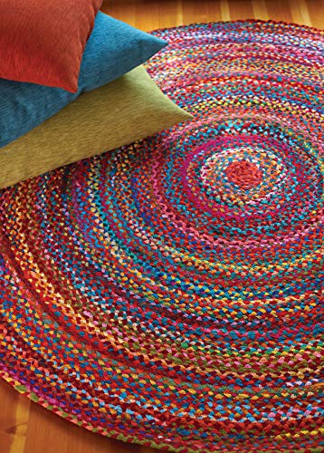 Larry Traverso Cotton Carnivale Braided Round Rug, 3&