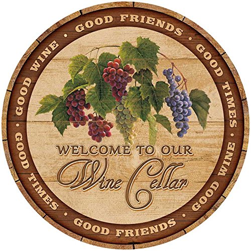 Wild Wings(MN) Welcome to Our Wine Cellar 21" Round Wood Sign by Rosemary Millette