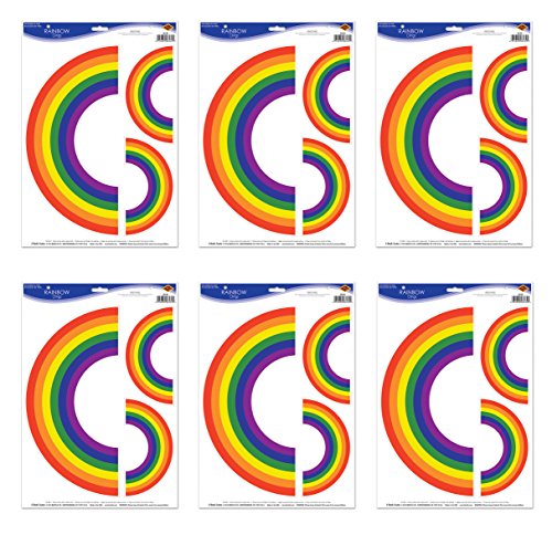 Beistle , 6 Sheets Rainbow Window Clings, 12" x 17" sheet